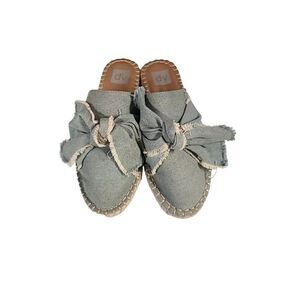 Dolce Vita DV Blue Denim Knotted Bow Espadrille Slide Slip On Mule Women's 9.5